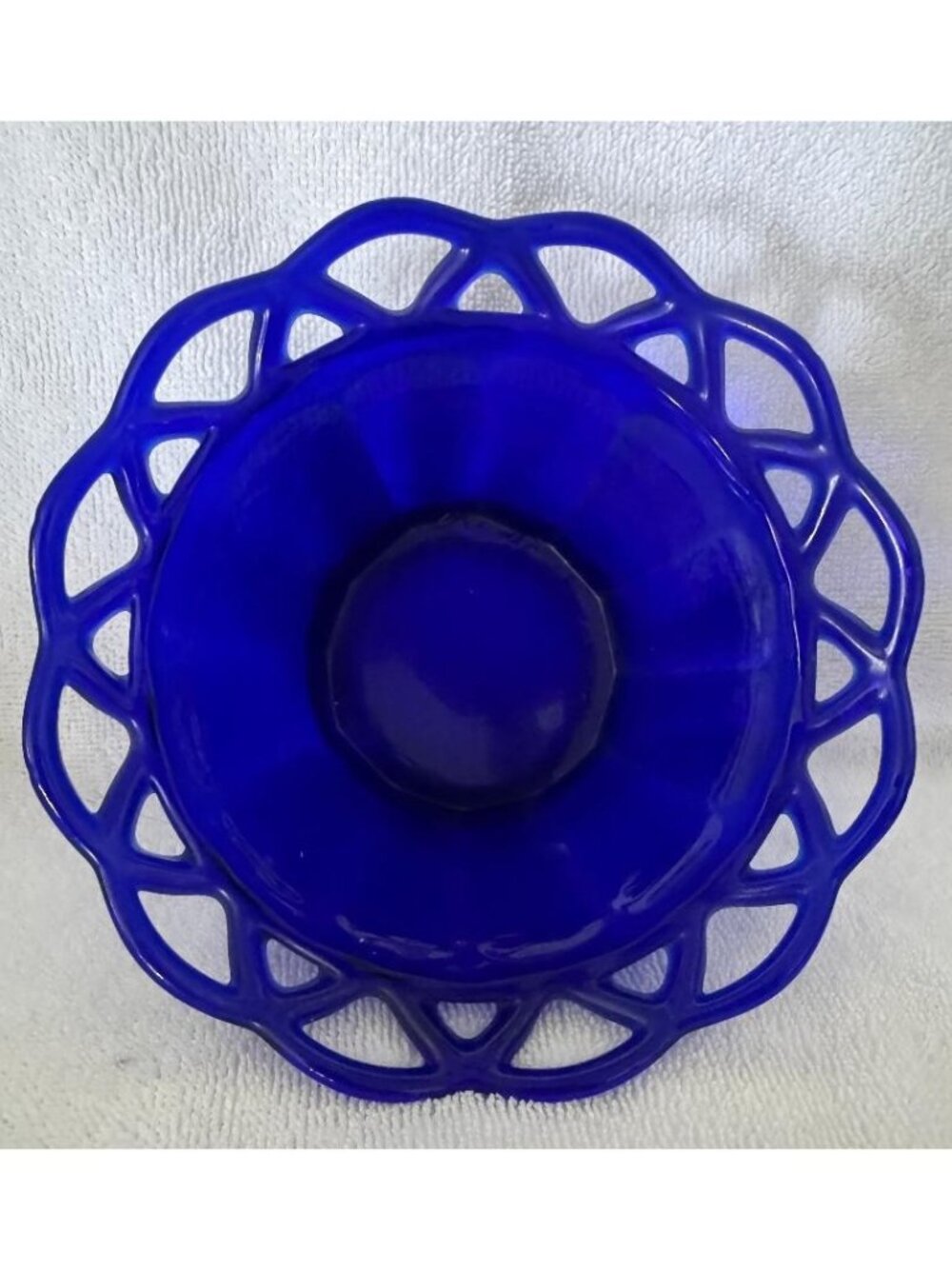 Imperial Glass Ritz Bowl Cobalt Blue 5.5 inch open lace